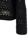 Ganni Ganni Black Crochet V-neck Sweater