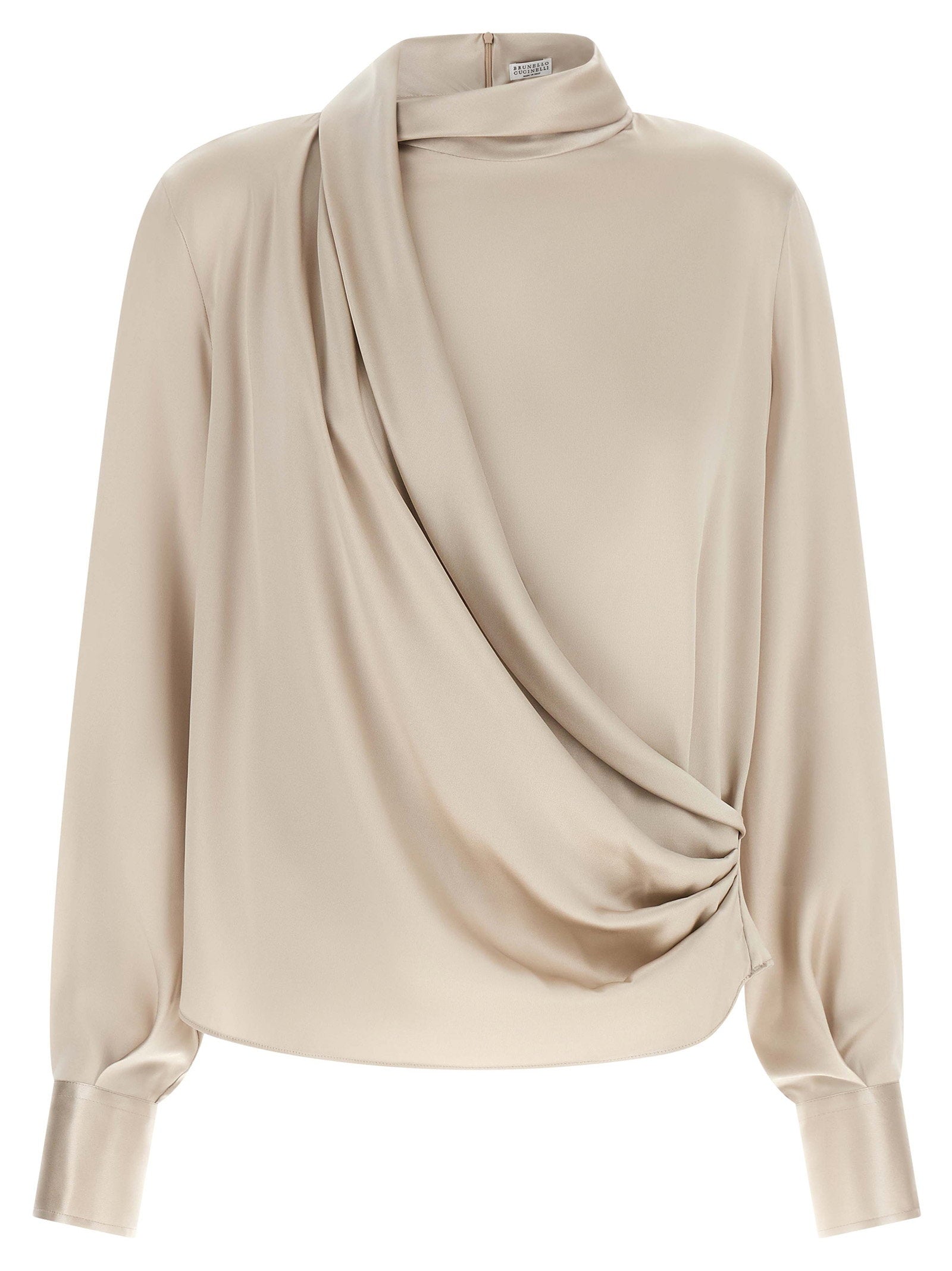 Brunello Cucinelli Brunello Cucinelli Asymmetric Draped Blouse
