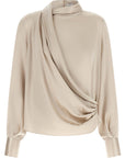 Brunello Cucinelli Brunello Cucinelli Asymmetric Draped Blouse