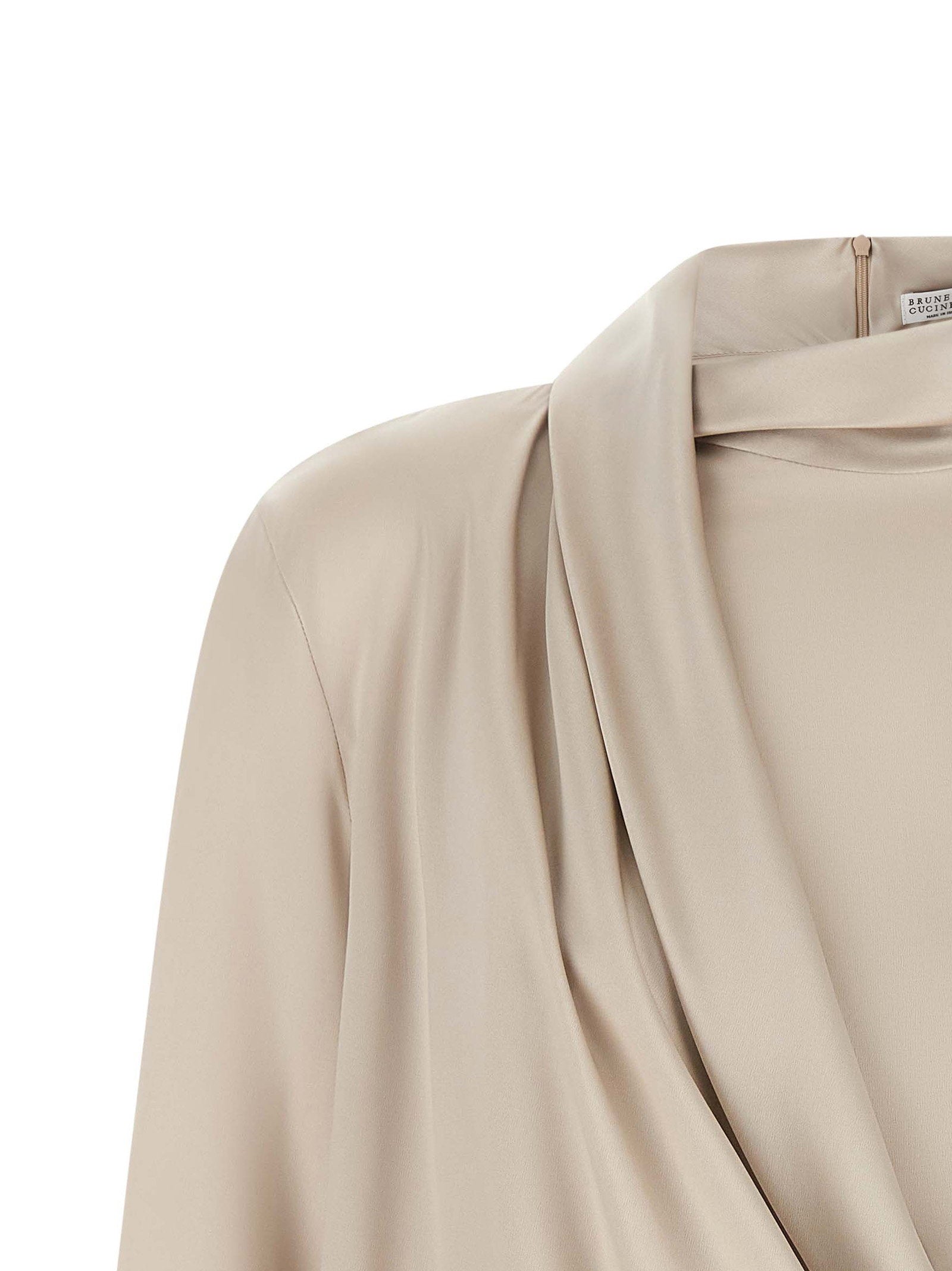 Brunello Cucinelli Brunello Cucinelli Asymmetric Draped Blouse