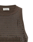 Brunello Cucinelli Brunello Cucinelli Dazzling Check Embroidery Top