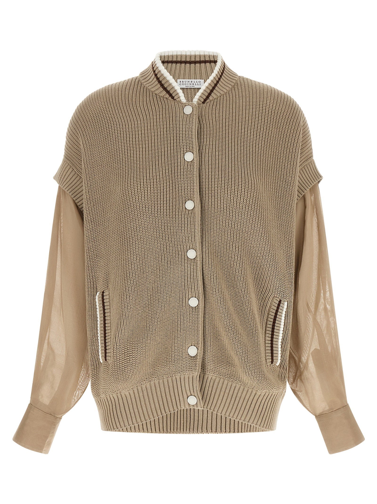 Brunello Cucinelli Brunello Cucinelli Organza Sleeve Cardigan