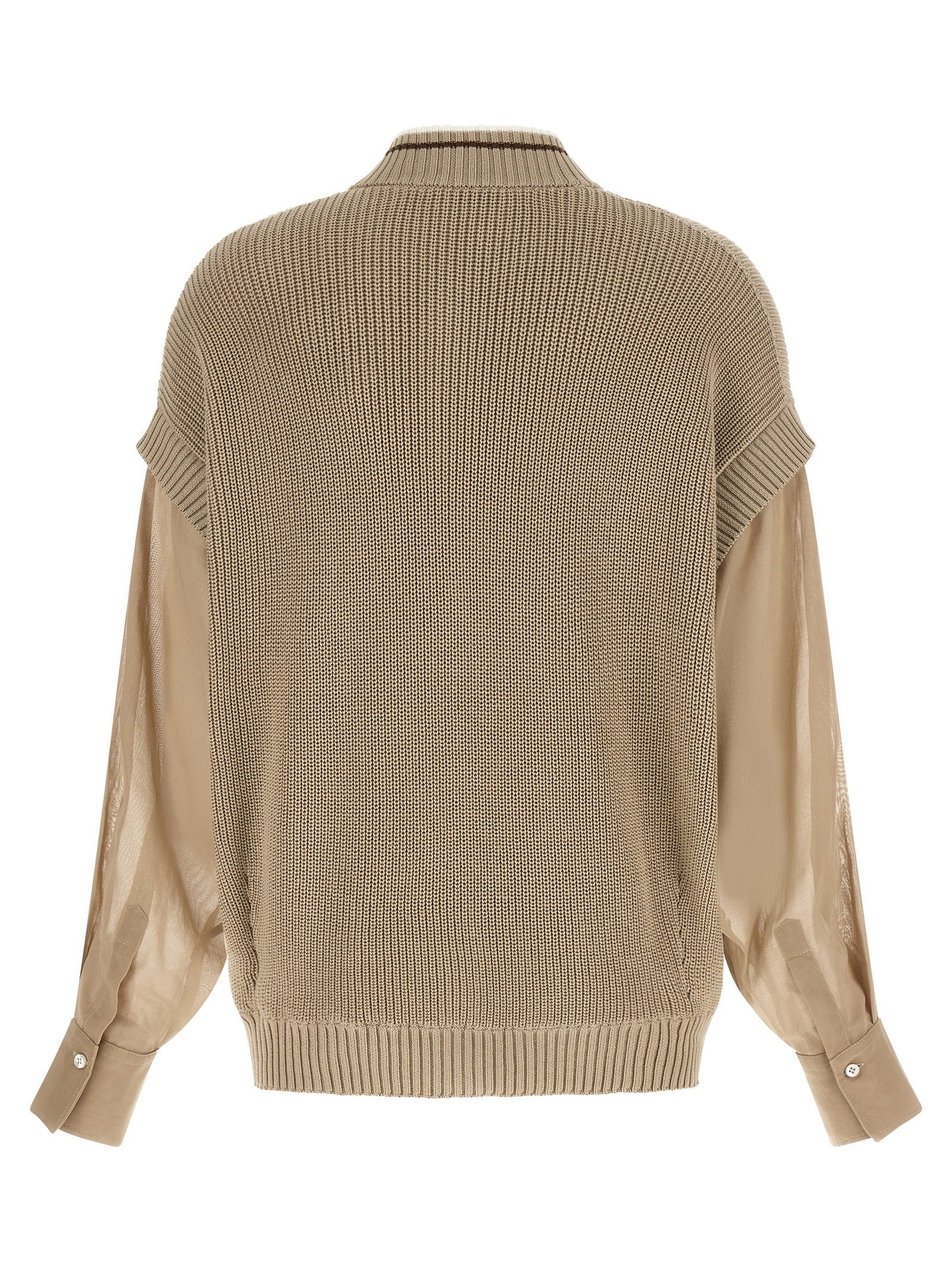 Brunello Cucinelli Brunello Cucinelli Organza Sleeve Cardigan