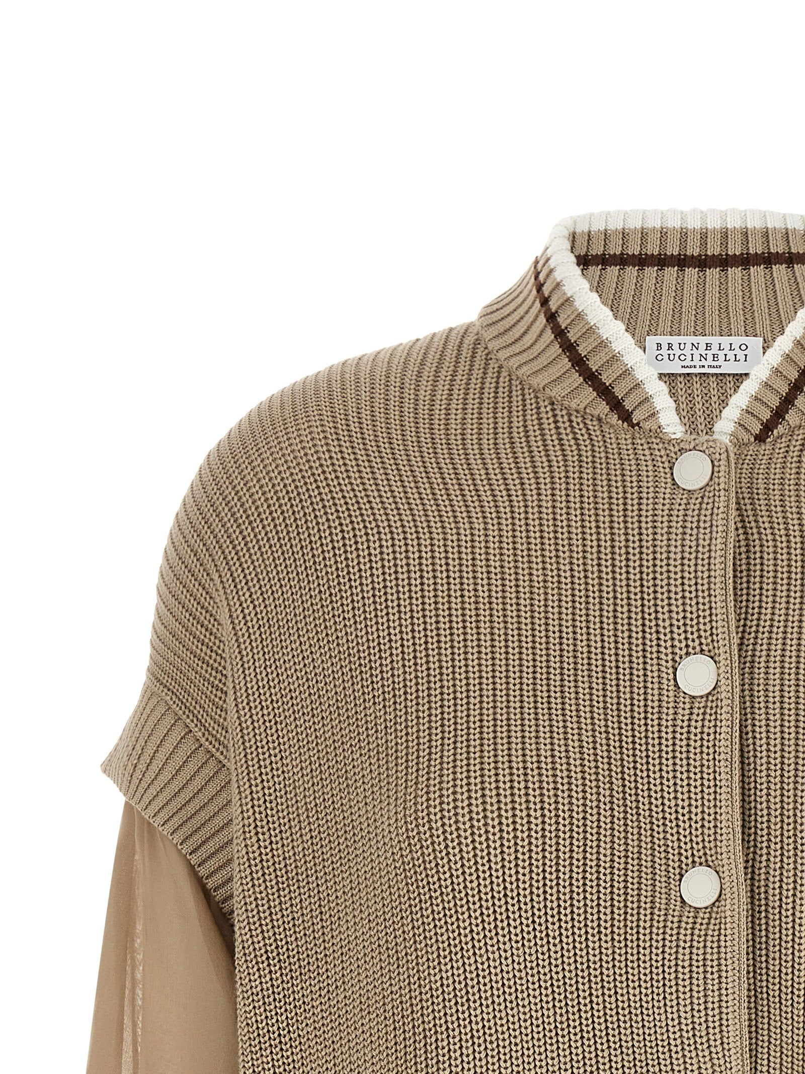 Brunello Cucinelli Brunello Cucinelli Organza Sleeve Cardigan