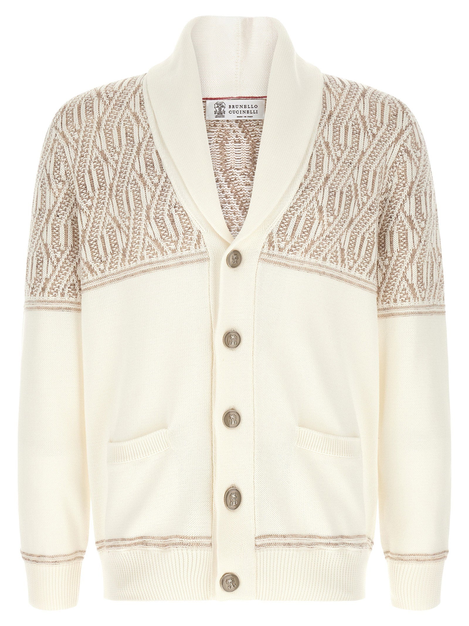 Brunello Cucinelli Brunello Cucinelli Braided Jacquard Shoulders Cardigan