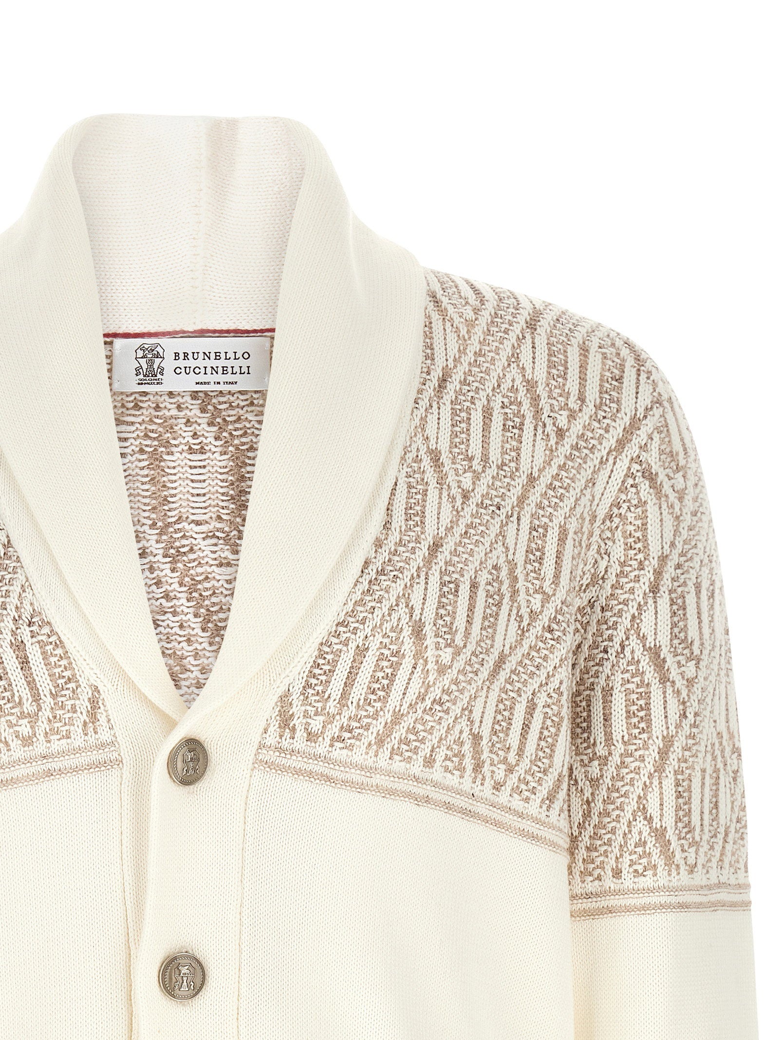 Brunello Cucinelli Brunello Cucinelli Braided Jacquard Shoulders Cardigan