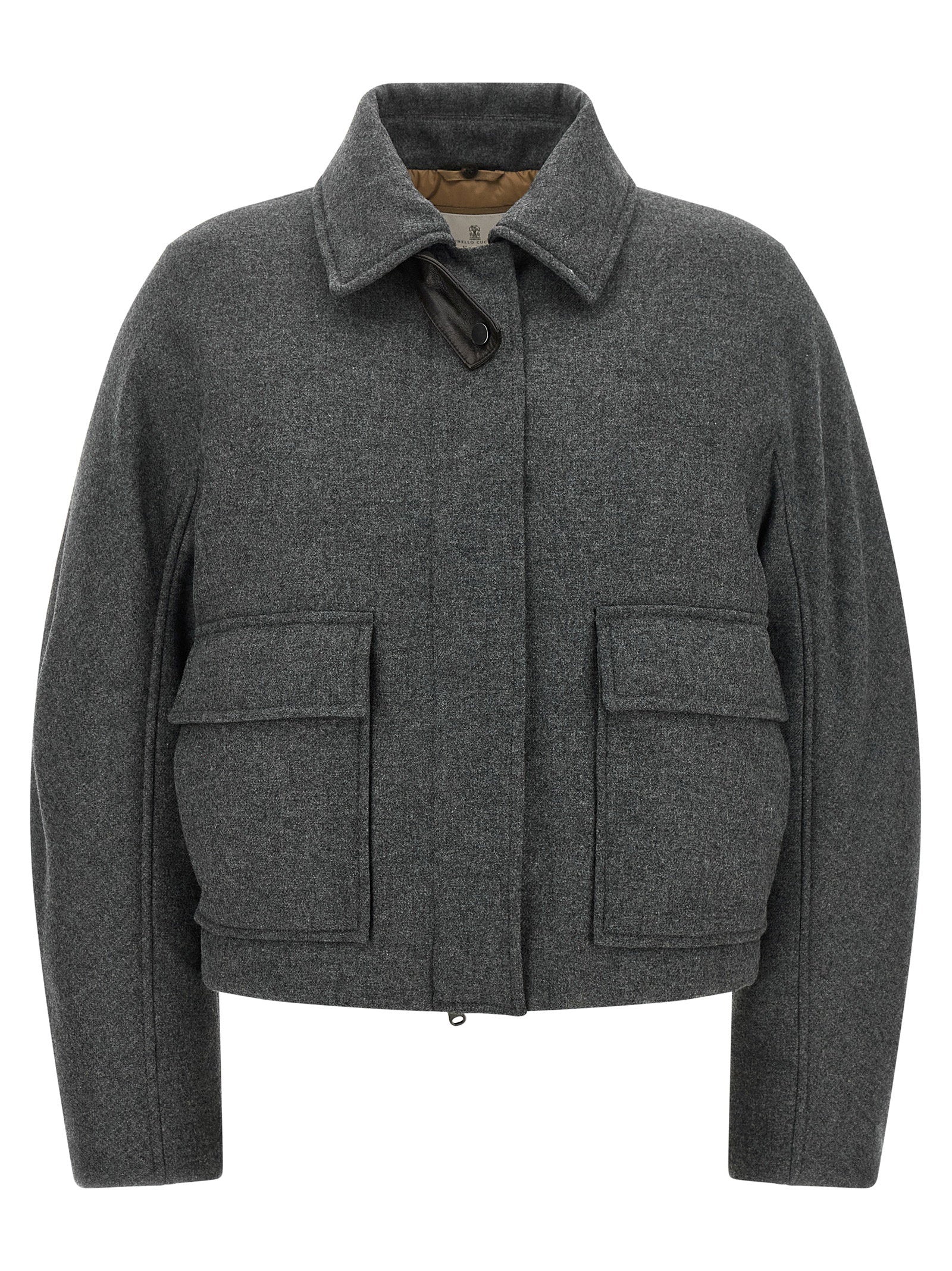 Brunello Cucinelli Brunello Cucinelli Shearling Collar Cropped Jacket