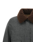 Brunello Cucinelli Brunello Cucinelli Shearling Collar Cropped Jacket