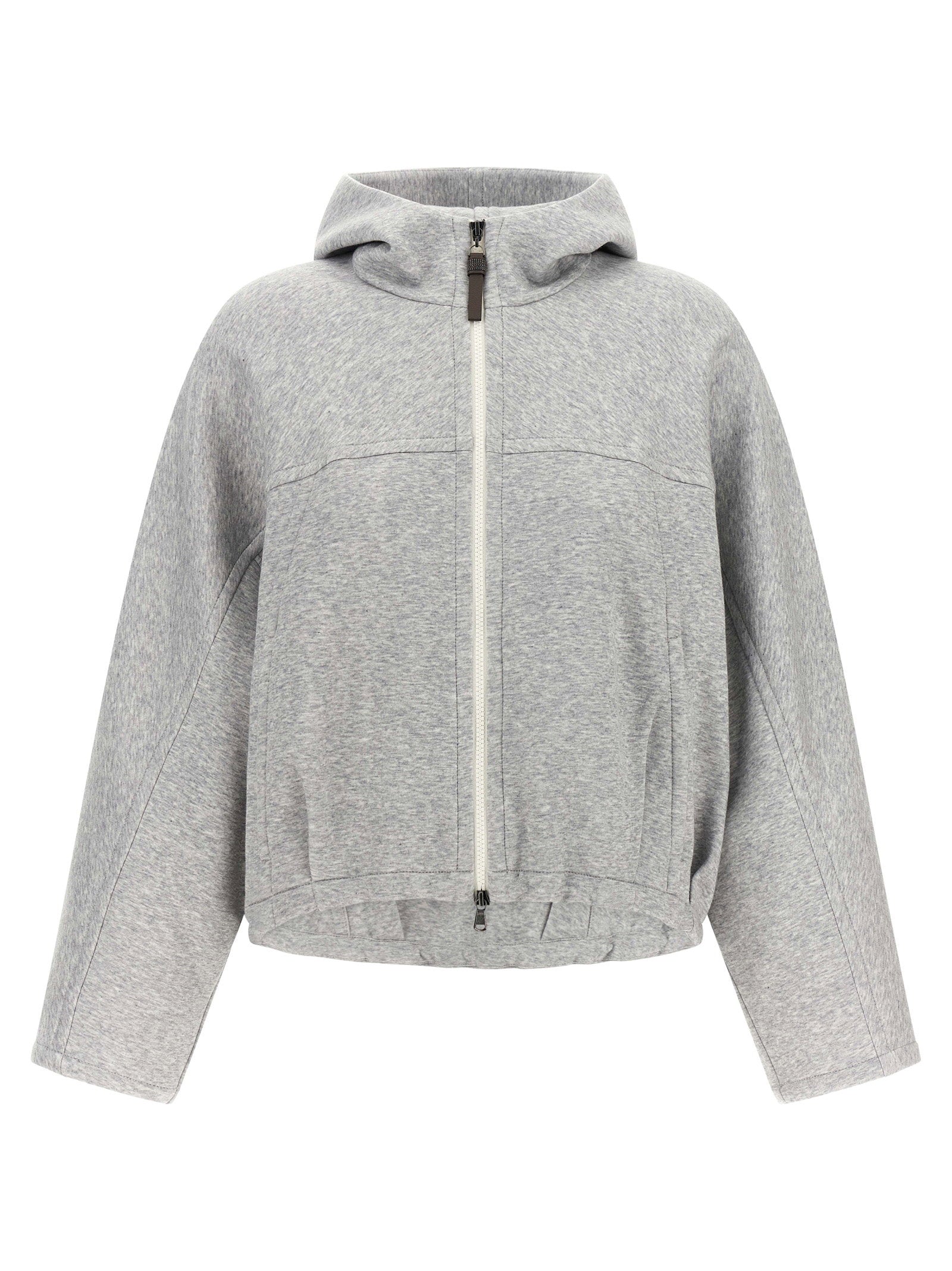 Brunello Cucinelli Brunello Cucinelli Shiny Zipper Pull Cropped Hoodie