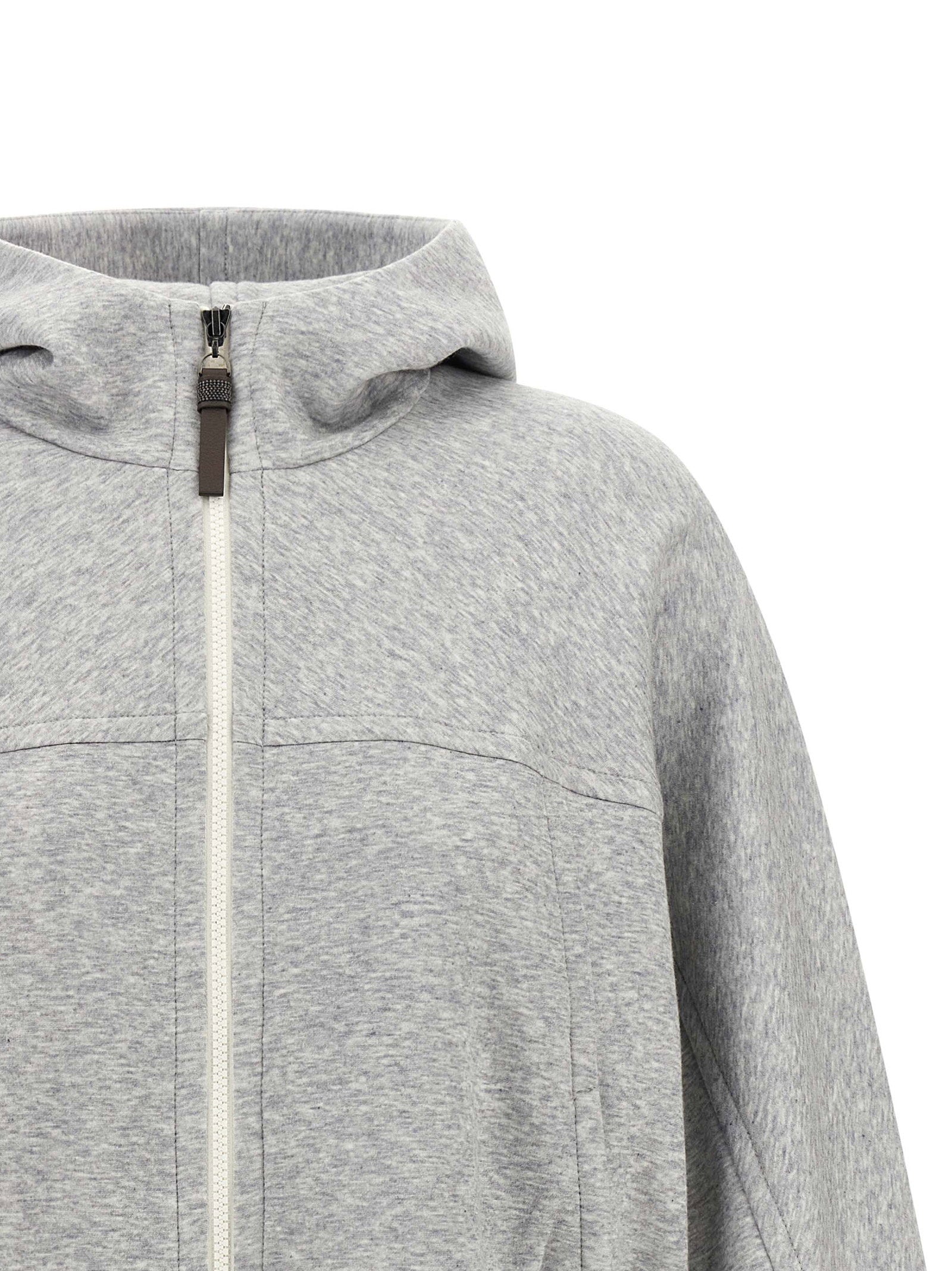 Brunello Cucinelli Brunello Cucinelli Shiny Zipper Pull Cropped Hoodie