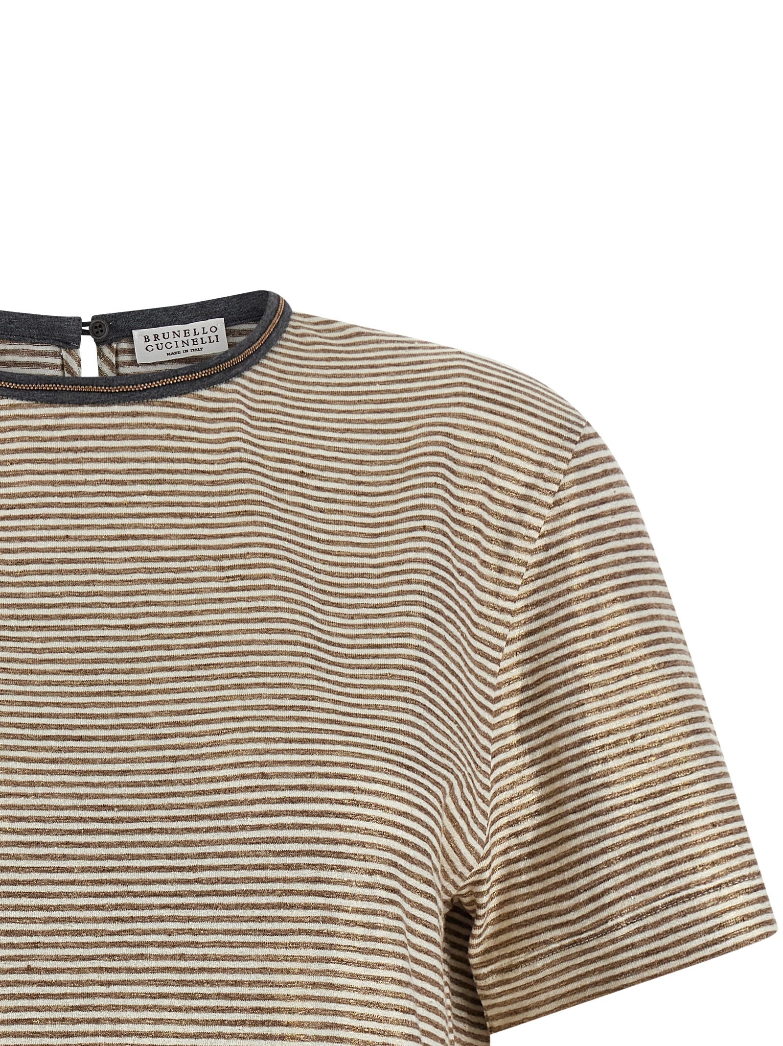 Brunello Cucinelli Brunello Cucinelli Shiny Collar Detail T-shirt