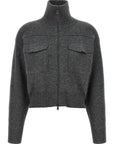 Brunello Cucinelli Brunello Cucinelli Shiny Zipper Pull Wool Cardigan