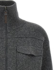 Brunello Cucinelli Brunello Cucinelli Shiny Zipper Pull Wool Cardigan