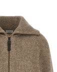 Brunello Cucinelli Brunello Cucinelli Shiny Zipper Pull Cardigan