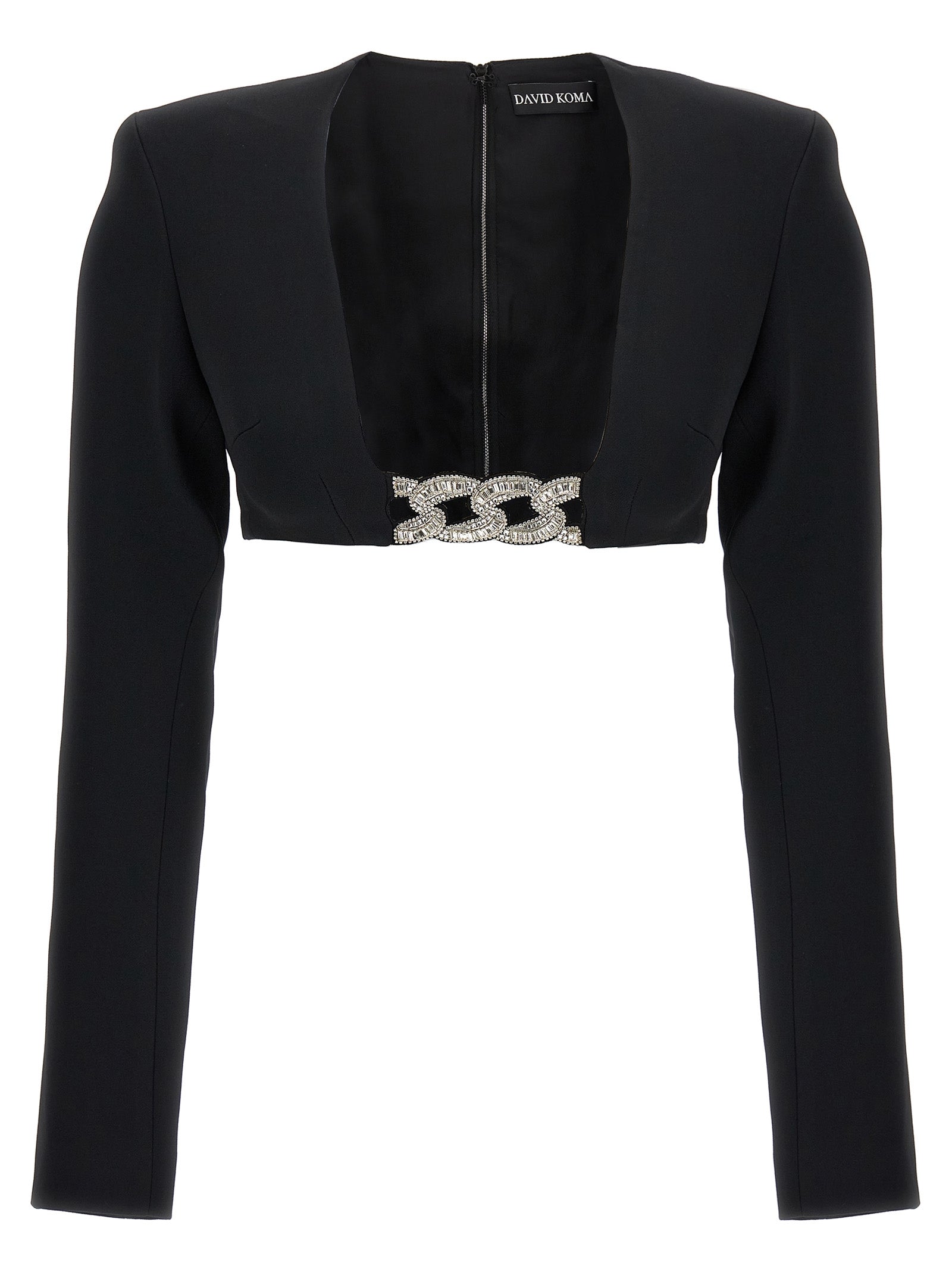 David Koma David Koma Top 3d Crystsal Chain And Square Neck