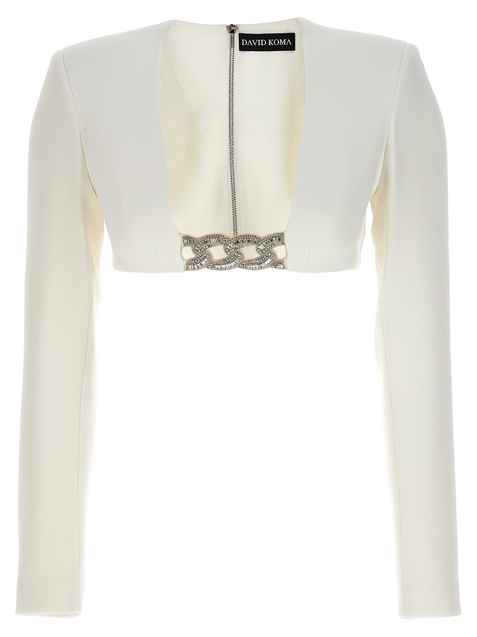 David Koma David Koma Top 3d Crystsal Chain And Square Neck