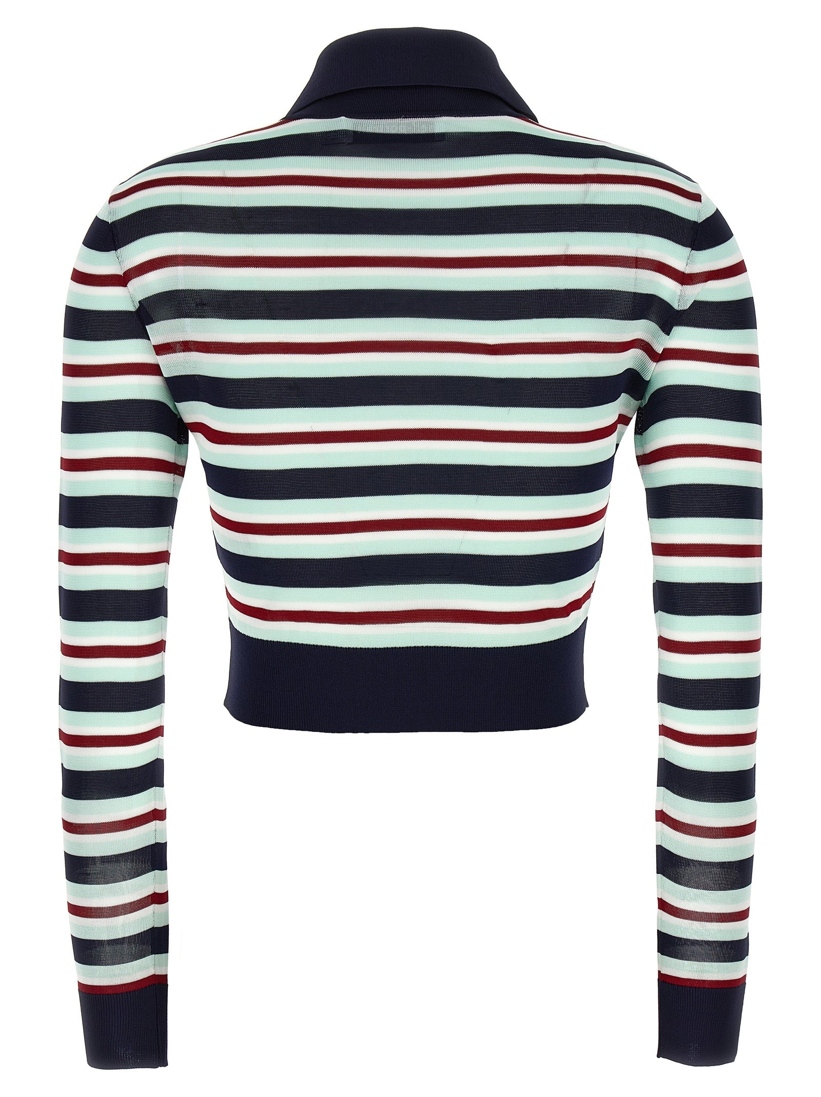 Self-Portrait Self-Portrait Self Portrait Navy Striped Viscose Knit Cardigan