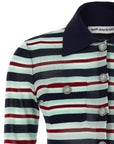Self-Portrait Self-Portrait Self Portrait Navy Striped Viscose Knit Cardigan