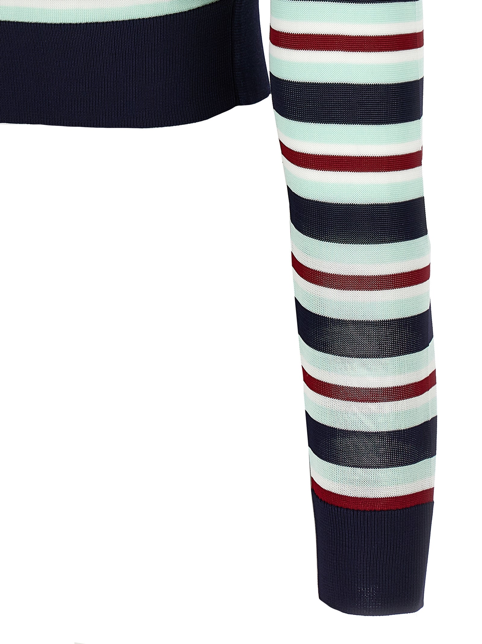 Self-Portrait Self-Portrait Self Portrait Navy Striped Viscose Knit Cardigan