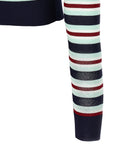Self-Portrait Self-Portrait Self Portrait Navy Striped Viscose Knit Cardigan