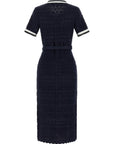 Self-Portrait Self-Portrait Navy Pointelle Knit Midi Dress