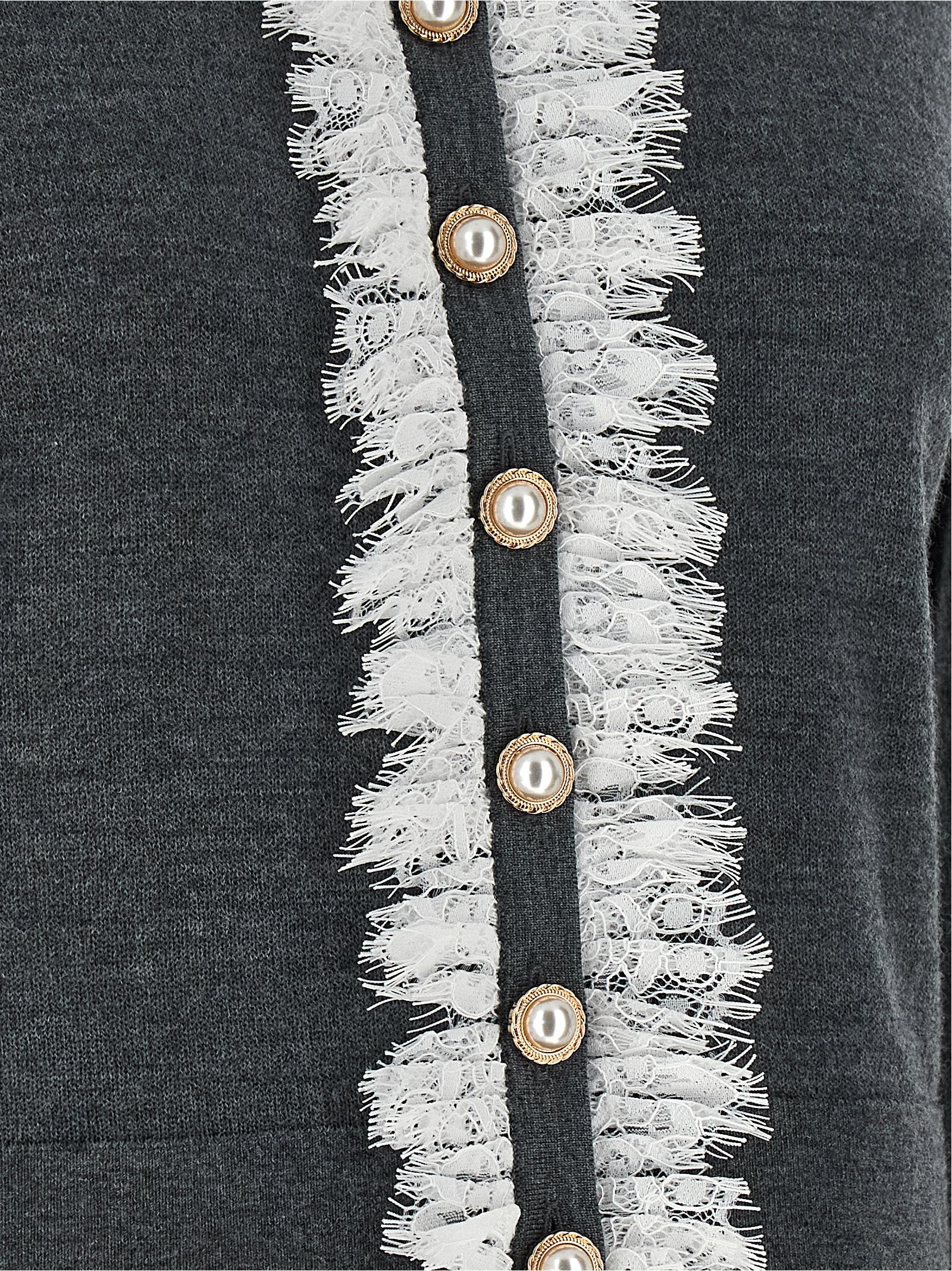 Self-Portrait Self-Portrait Grey Lace Collar Knit Cardigan