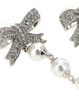 Self-Portrait Self-Portrait Crystal Bow Pearl Droplet Earrings