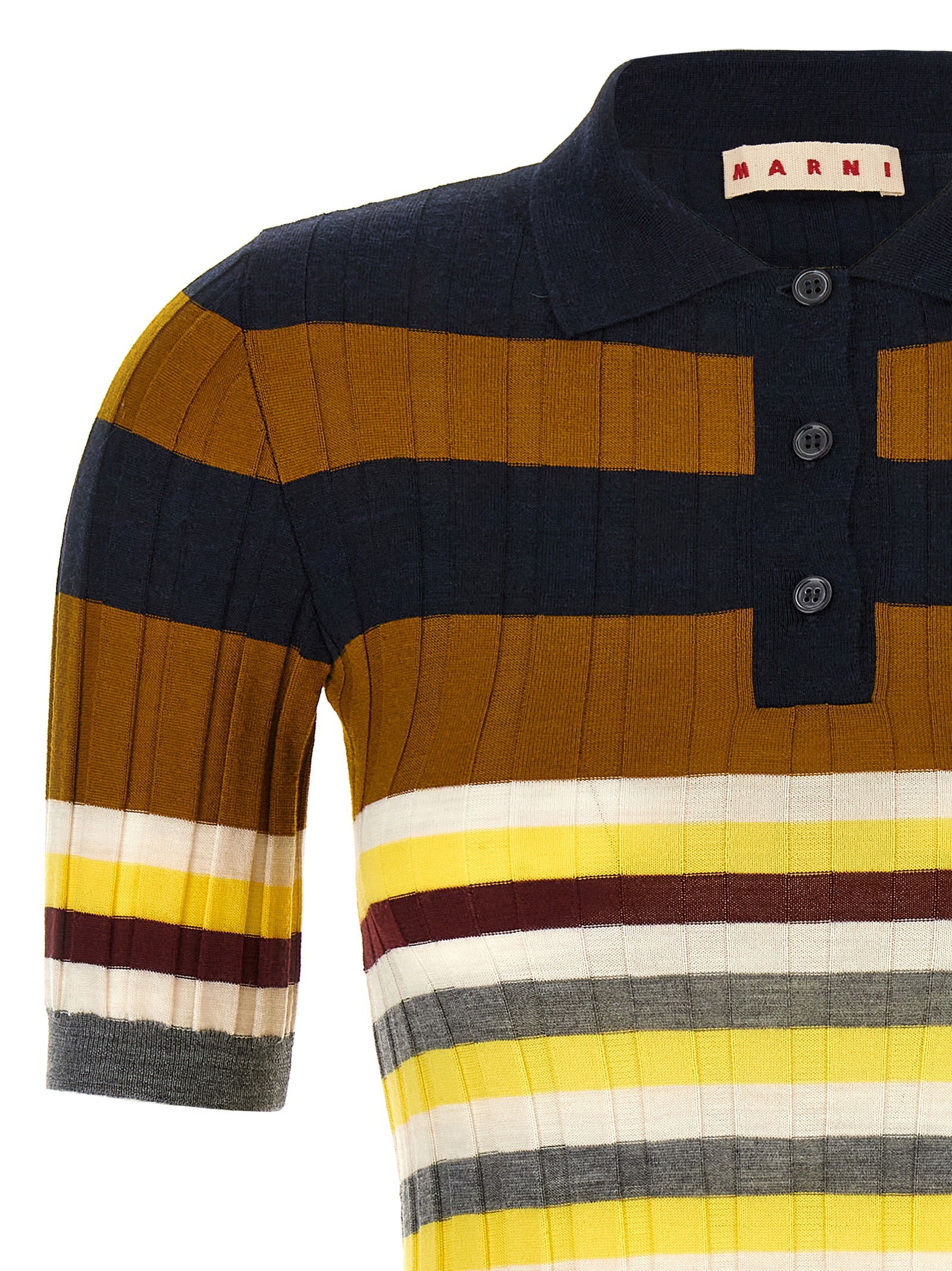 Marni Marni Ribbed Wool Polo Shirt