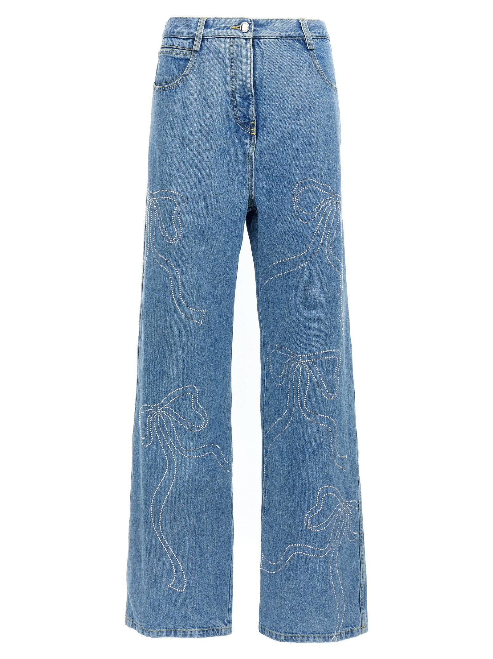 Mach &amp; Mach Mach &amp; Mach Crystal Ribbon Hot Fix Jeans