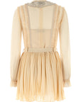 Self-Portrait Self-Portrait Tan Pleated Georgette Mini Dress