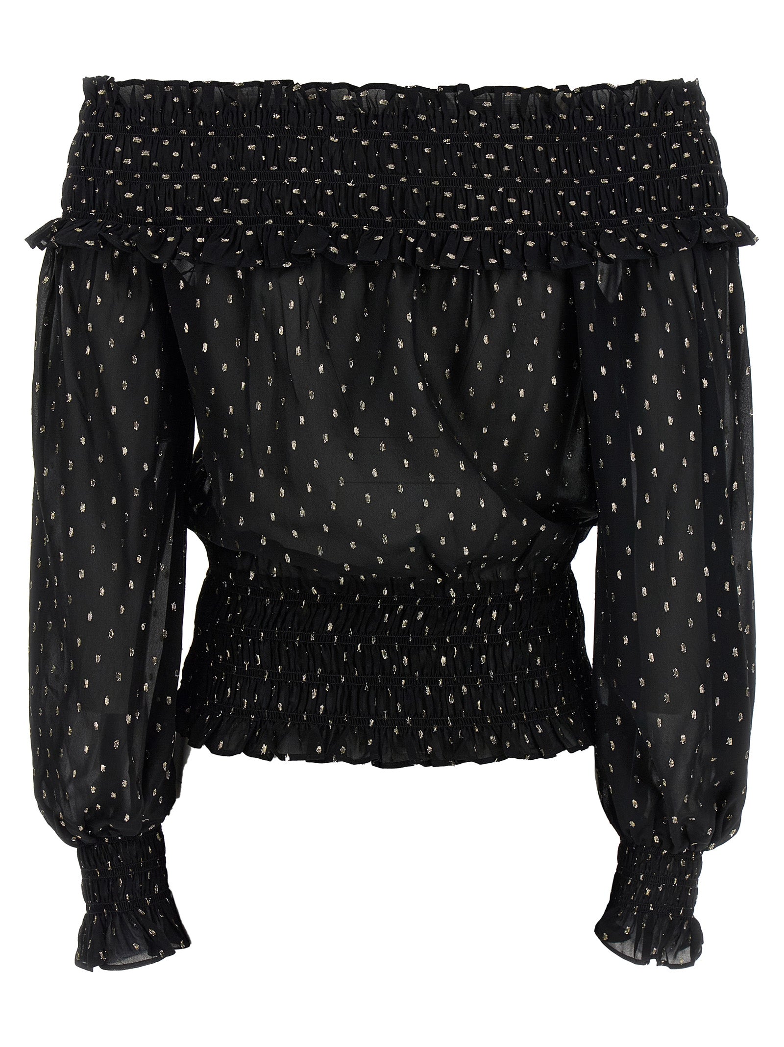 Self-Portrait Self-Portrait Black And Gold Chiffon Top