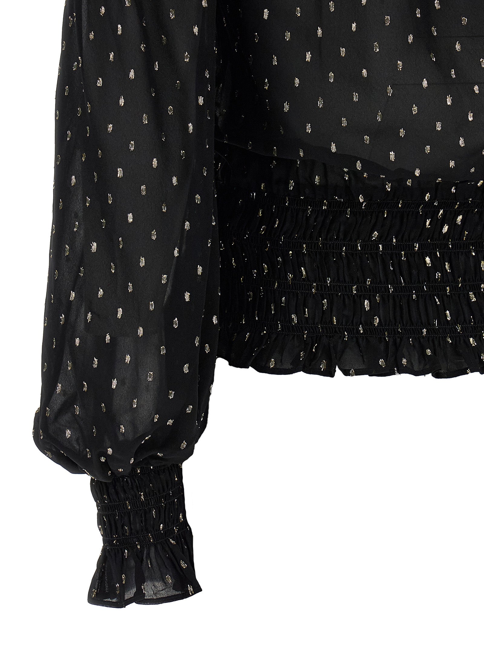 Self-Portrait Self-Portrait Black And Gold Chiffon Top