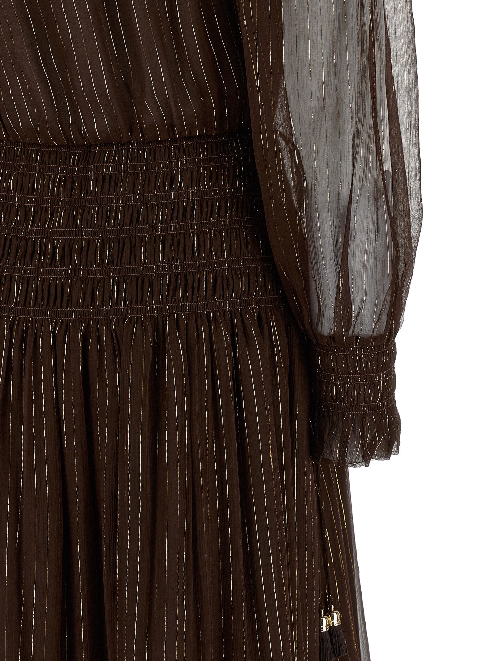 Self-Portrait Self-Portrait Brown Georgette Off Shoulder Maxi Dress