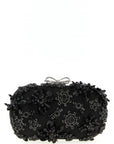 Self-Portrait Self-Portrait Black Satin Floral Crystal Clutch