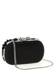 Self-Portrait Self-Portrait Black Satin Floral Crystal Clutch