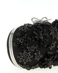 Self-Portrait Self-Portrait Black Satin Floral Crystal Clutch