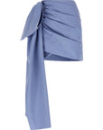 Self-Portrait Self-Portrait Blue Cotton Tie Side Mini Skirt