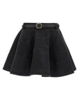 Self-Portrait Self-Portrait Self Portrait Black Flared Denim Mini Skirt