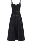 Self-Portrait Self-Portrait Indigo Denim Flared Midi Dress