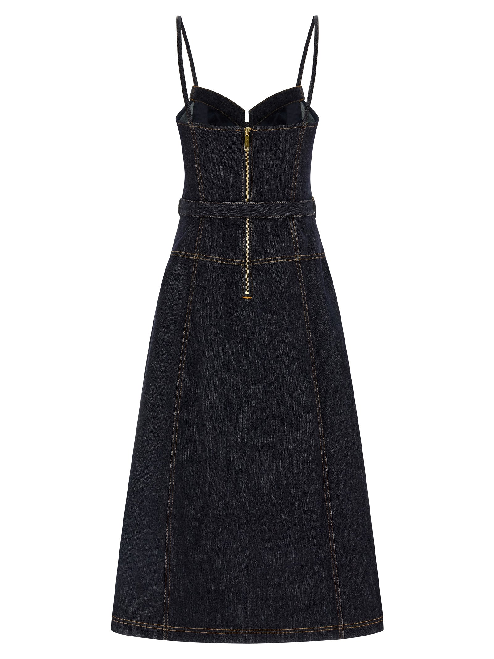 Self-Portrait Self-Portrait Indigo Denim Flared Midi Dress
