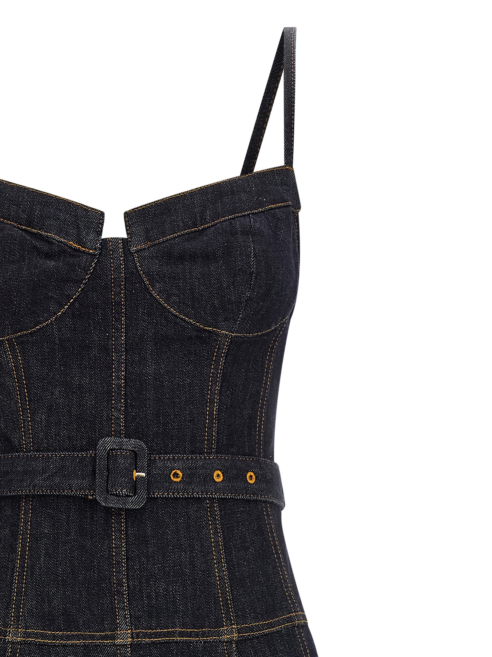 Self-Portrait Self-Portrait Indigo Denim Flared Midi Dress