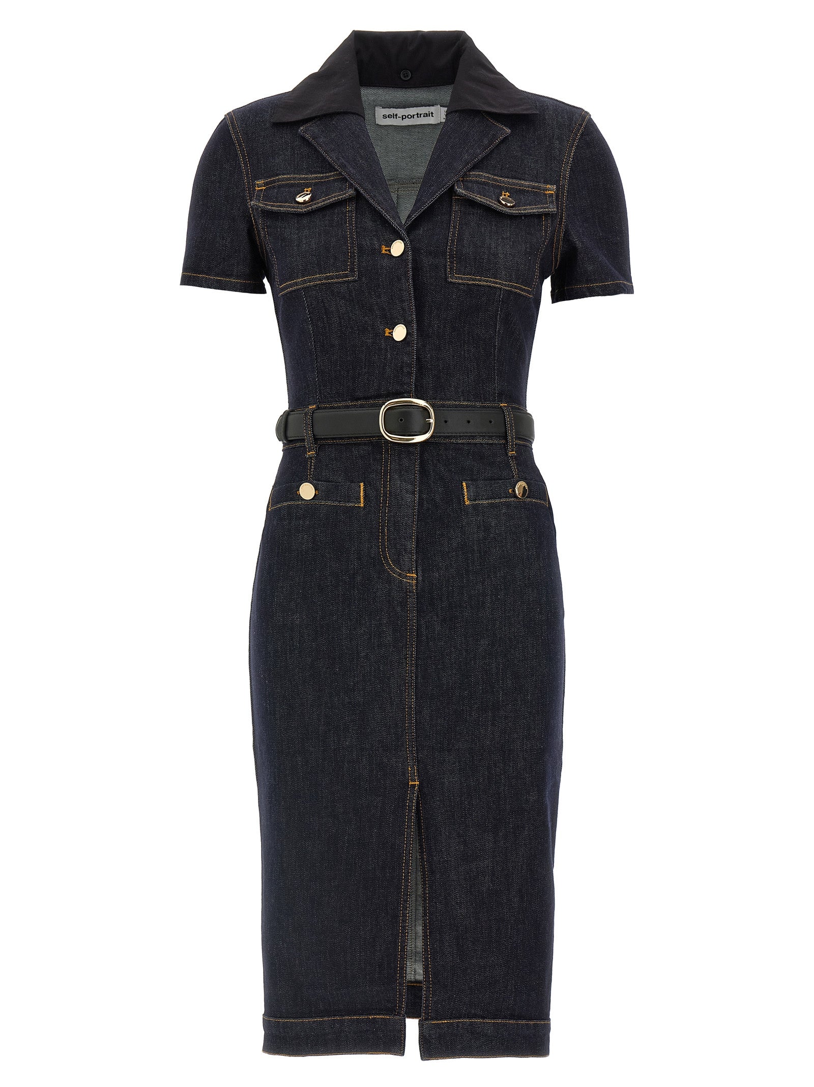 Self-Portrait Self-Portrait Indigo Denim Midi Dress