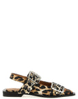 Ganni Ganni Leopard Satin Feminine Buckle Slingback