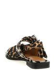 Ganni Ganni Leopard Satin Feminine Buckle Slingback