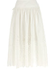 Self-Portrait Self-Portrait Self Portrait White Cotton Embroidered Midi Skirt