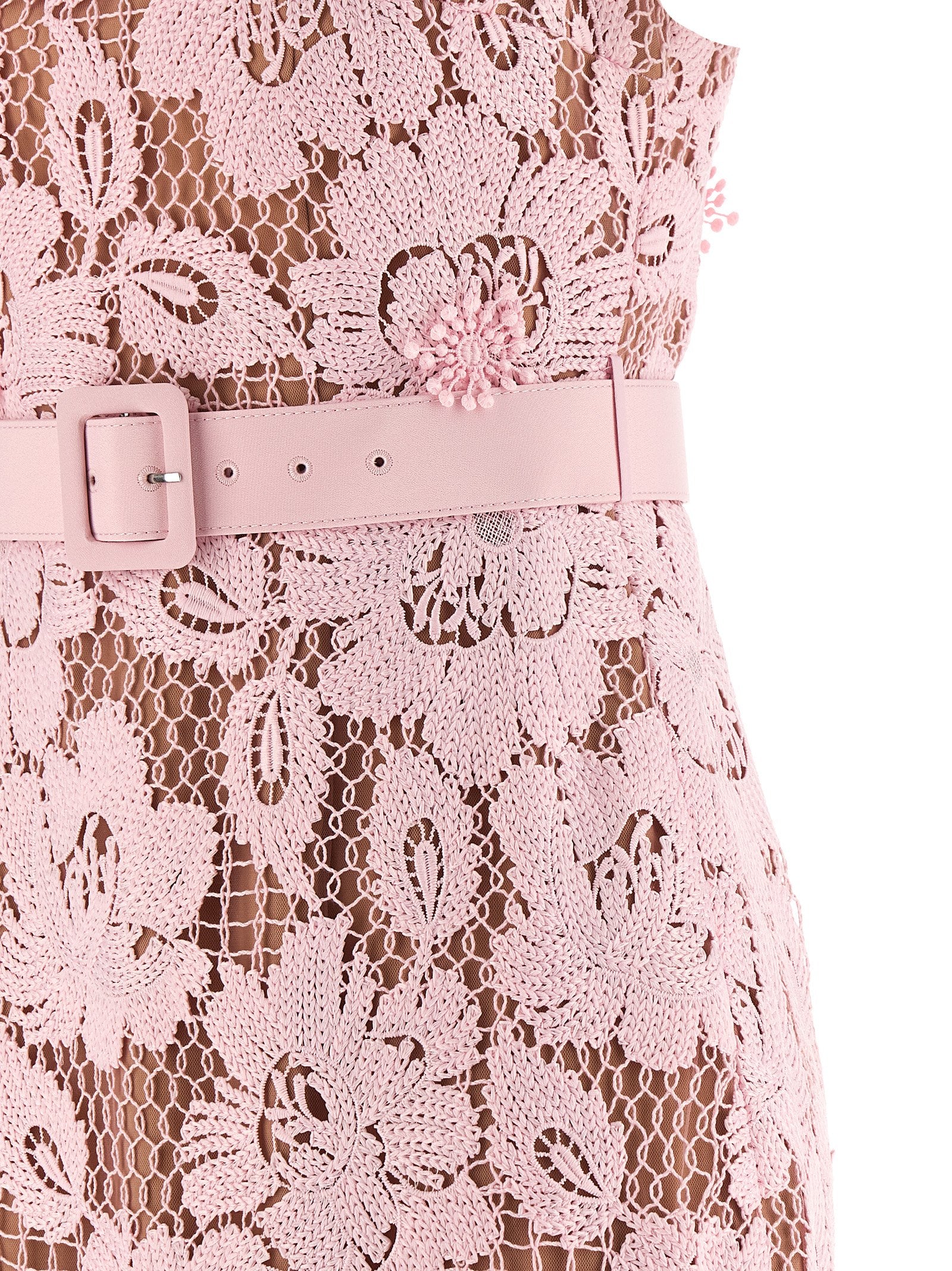 Self-Portrait Self-Portrait Pink Crochet Lace Midi Dress