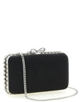 Self-Portrait Self-Portrait Black Satin Crystal Clutch