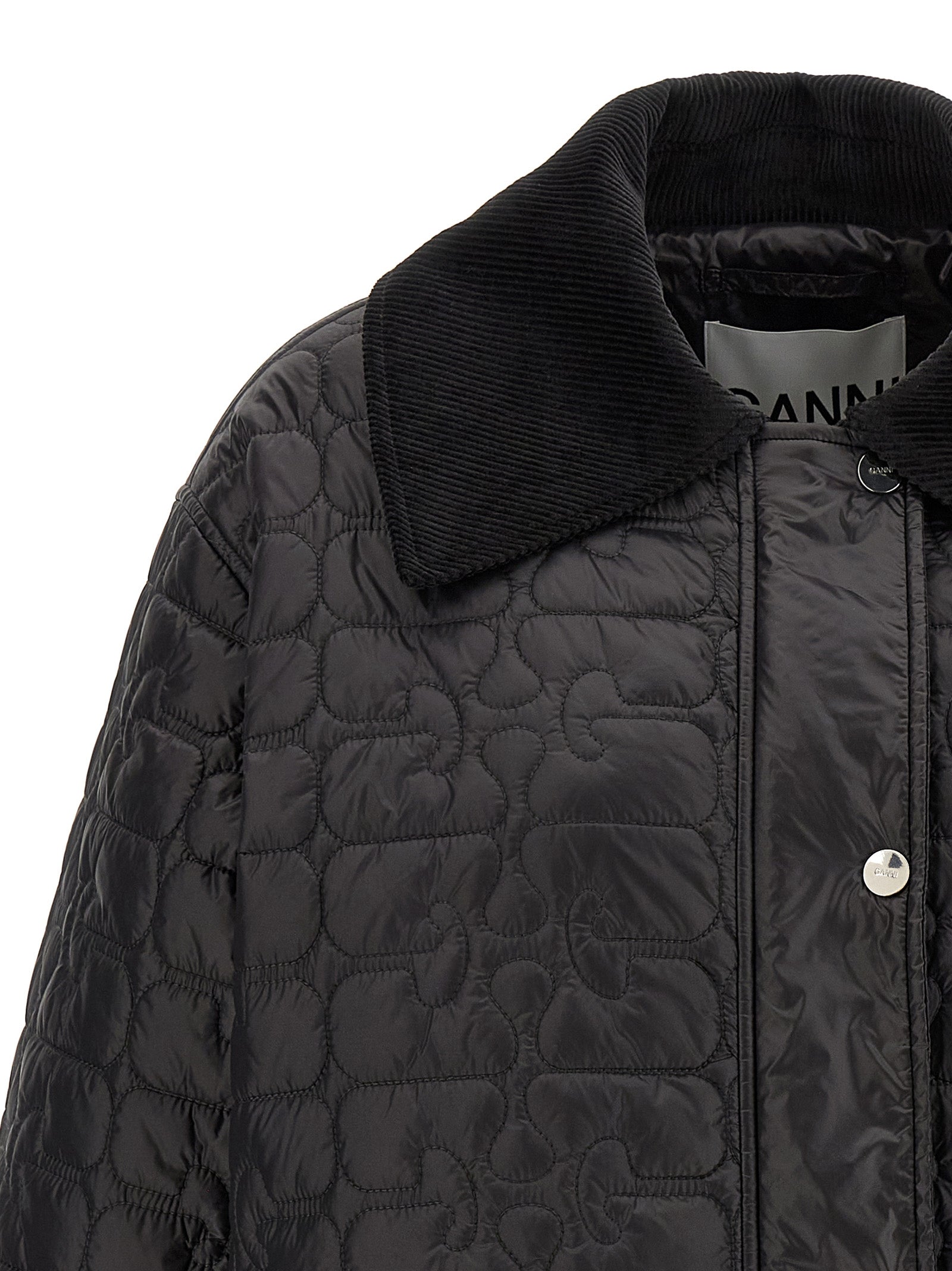Ganni Ganni Black Shiny Quilt Midi Jacket