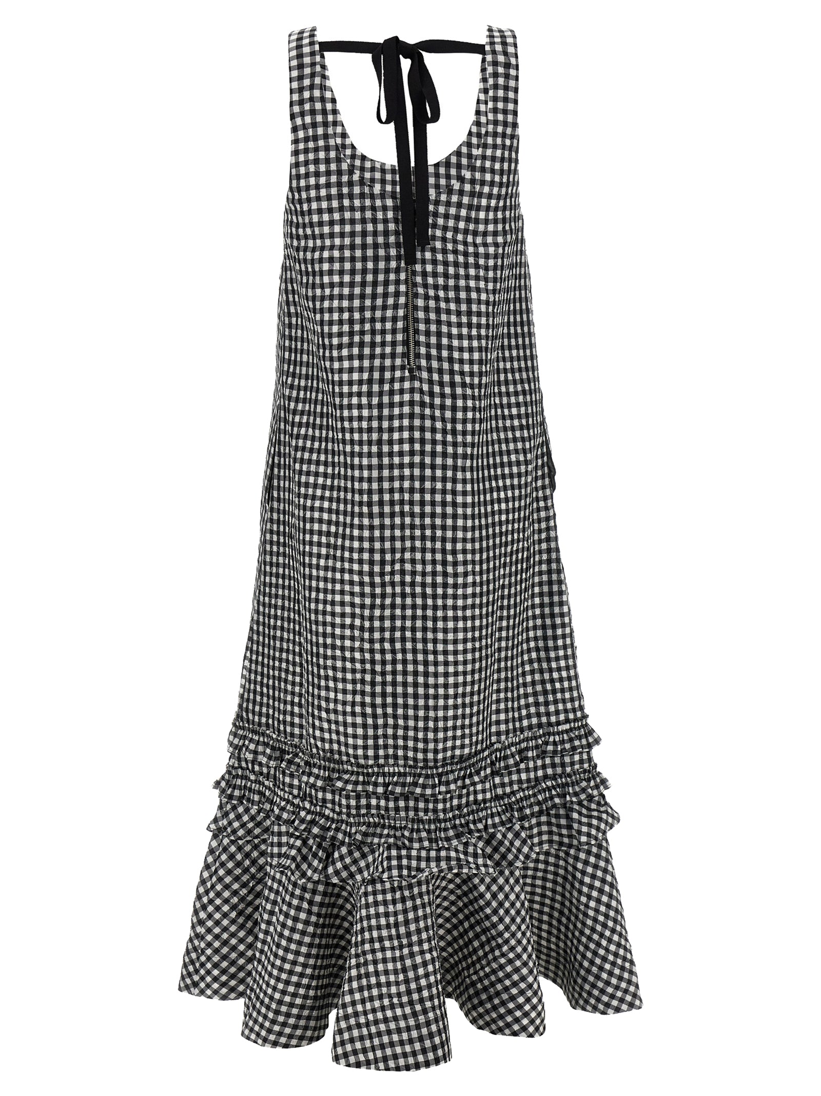 Ganni Ganni Crinkled Check Long Dress
