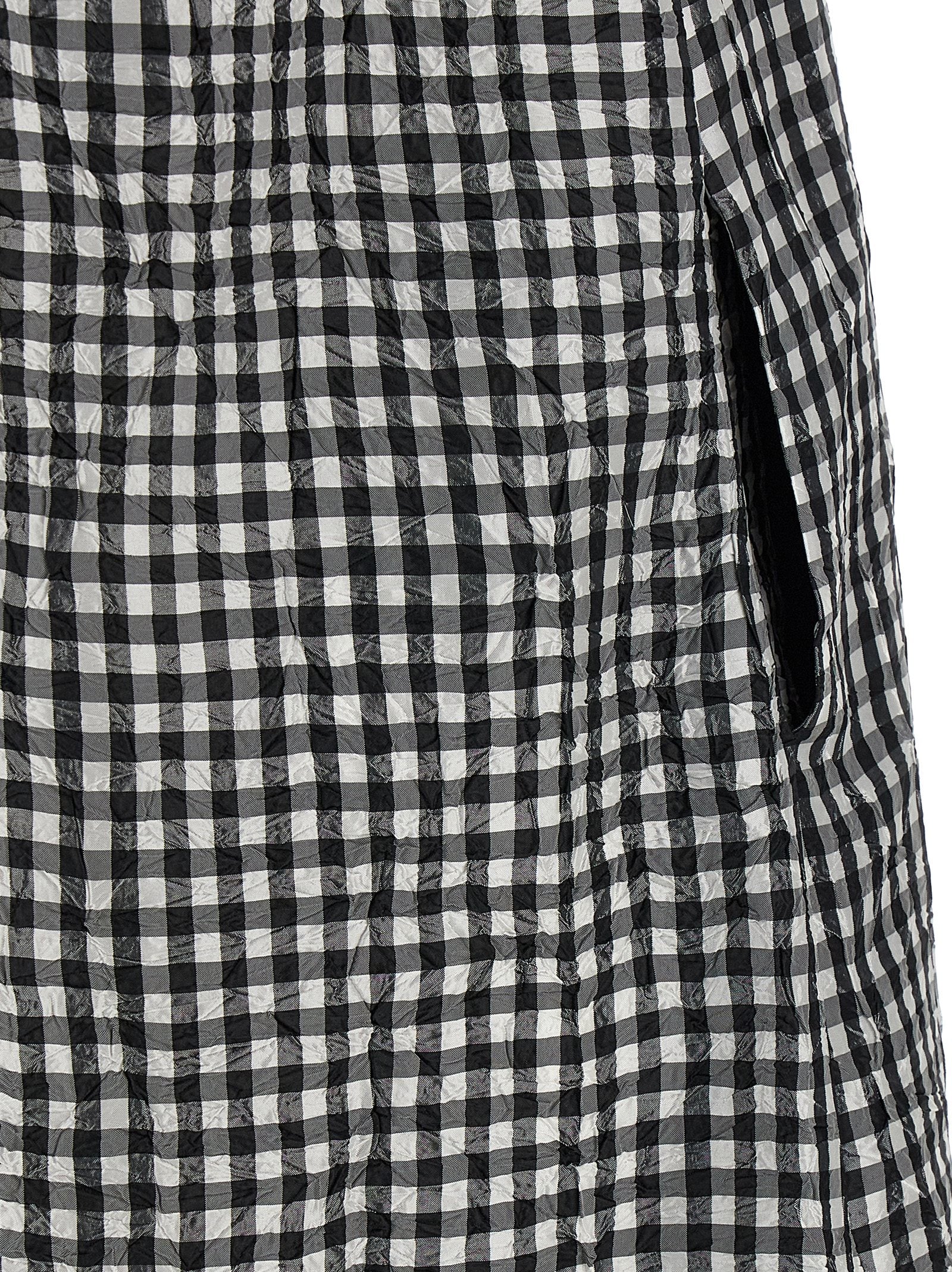 Ganni Ganni Crinkled Check Long Dress